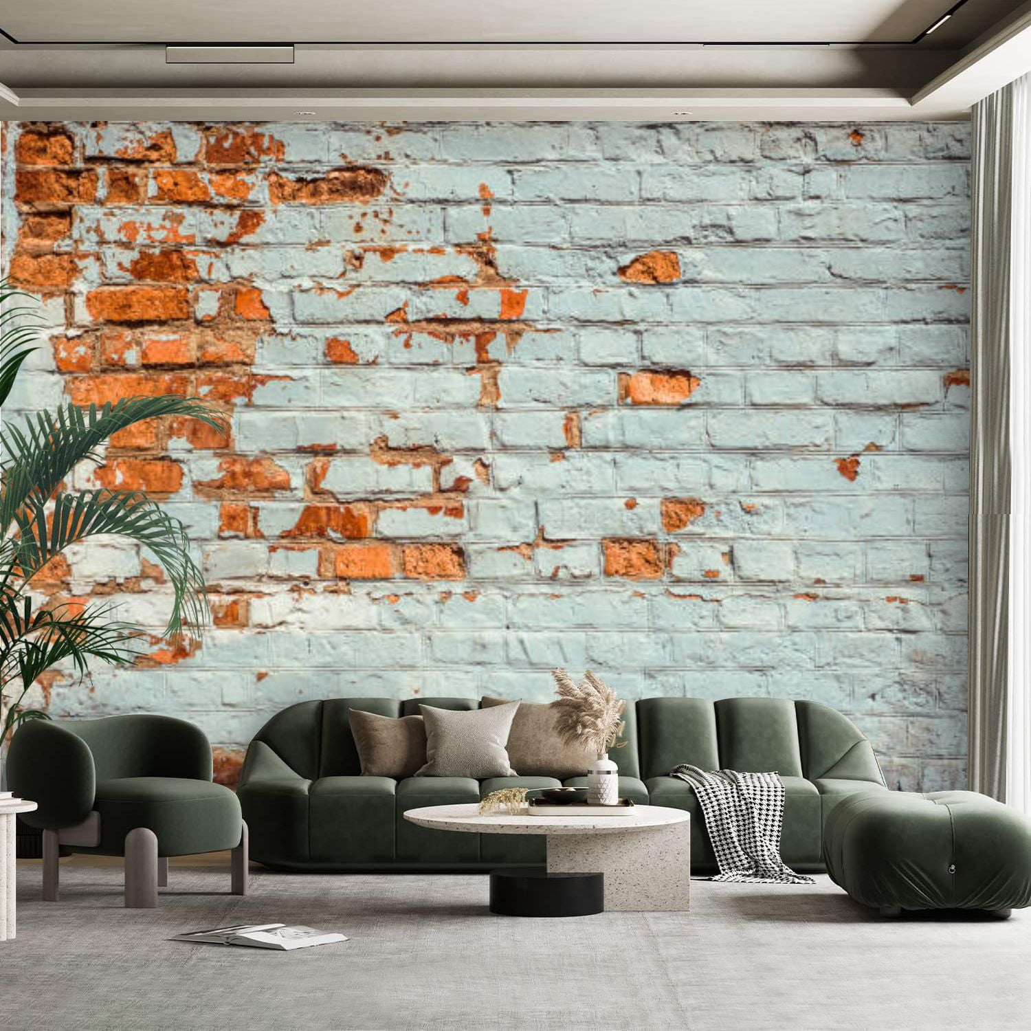Peel and Stick Canvas Wallpaper Wall Mural Old Brick Wall White Texture ...