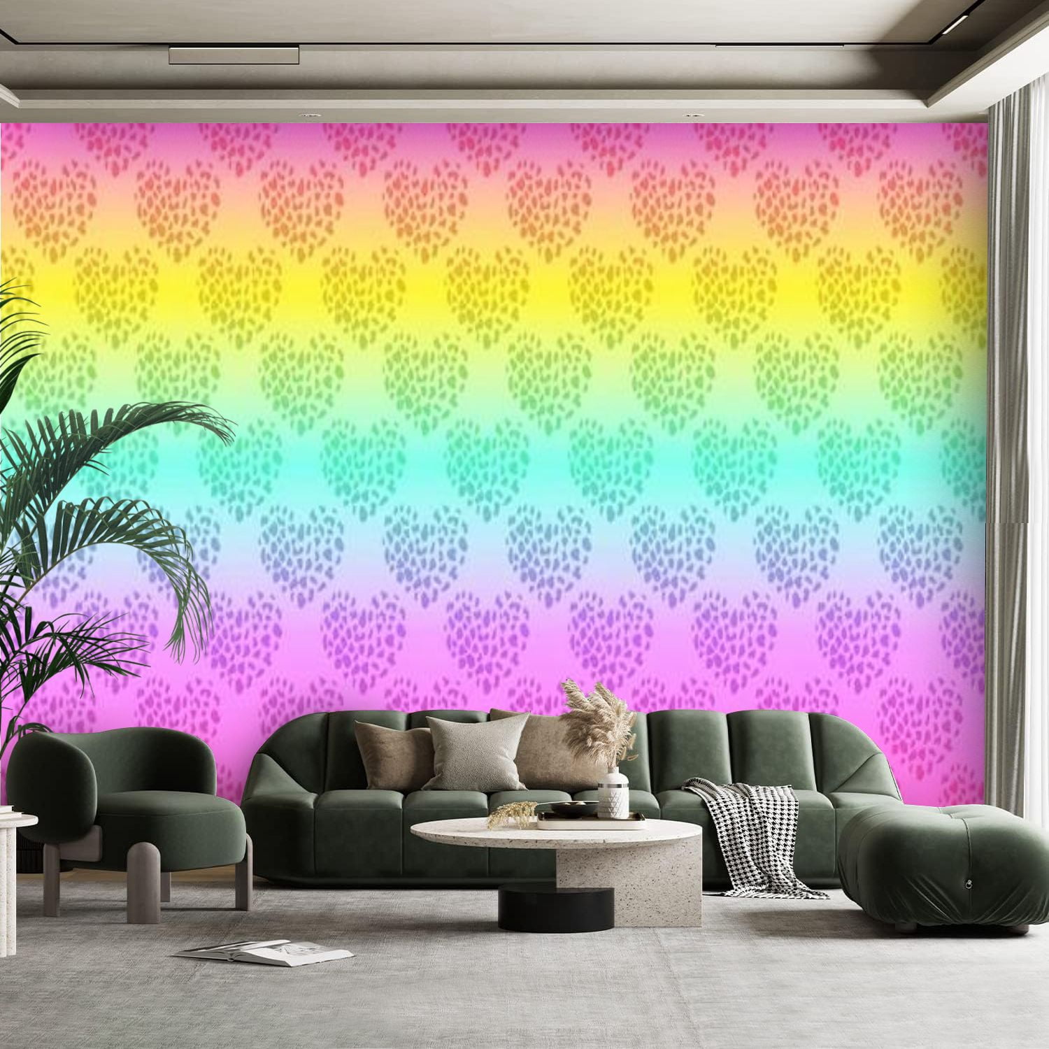Peel and Stick Canvas Wallpaper Wall Mural Rainbow leopard skin ...