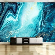 Peel and Stick Canvas Wallpaper Wall Mural SAPPHIRE colors Abstract ocean ART Natural Luxury Stones like marble Wall Art Self Adhesive and Removable 69in x 98in