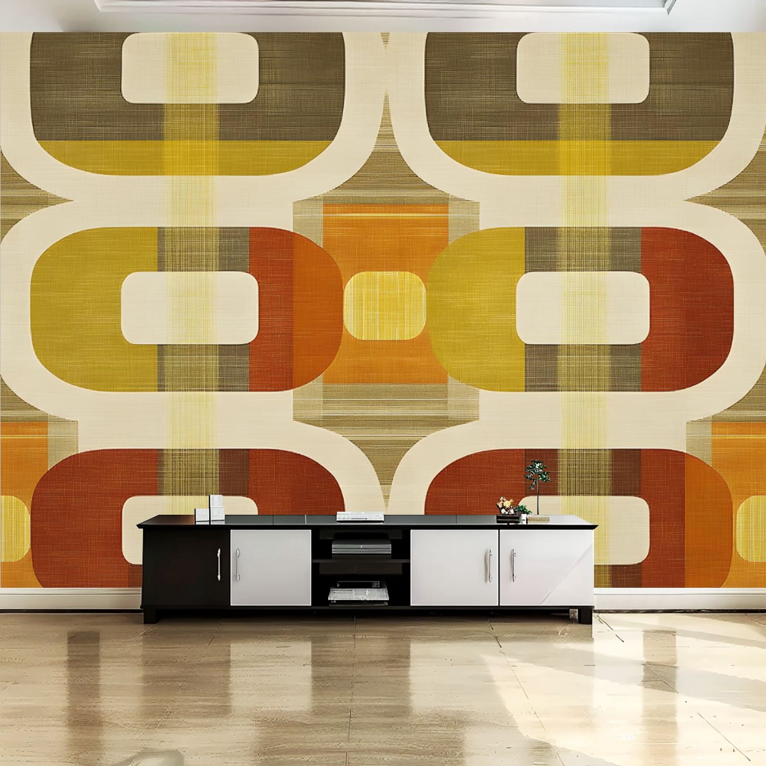 Peel and Stick Canvas Wallpaper Wall Mural Seamless Abstract Mid ...
