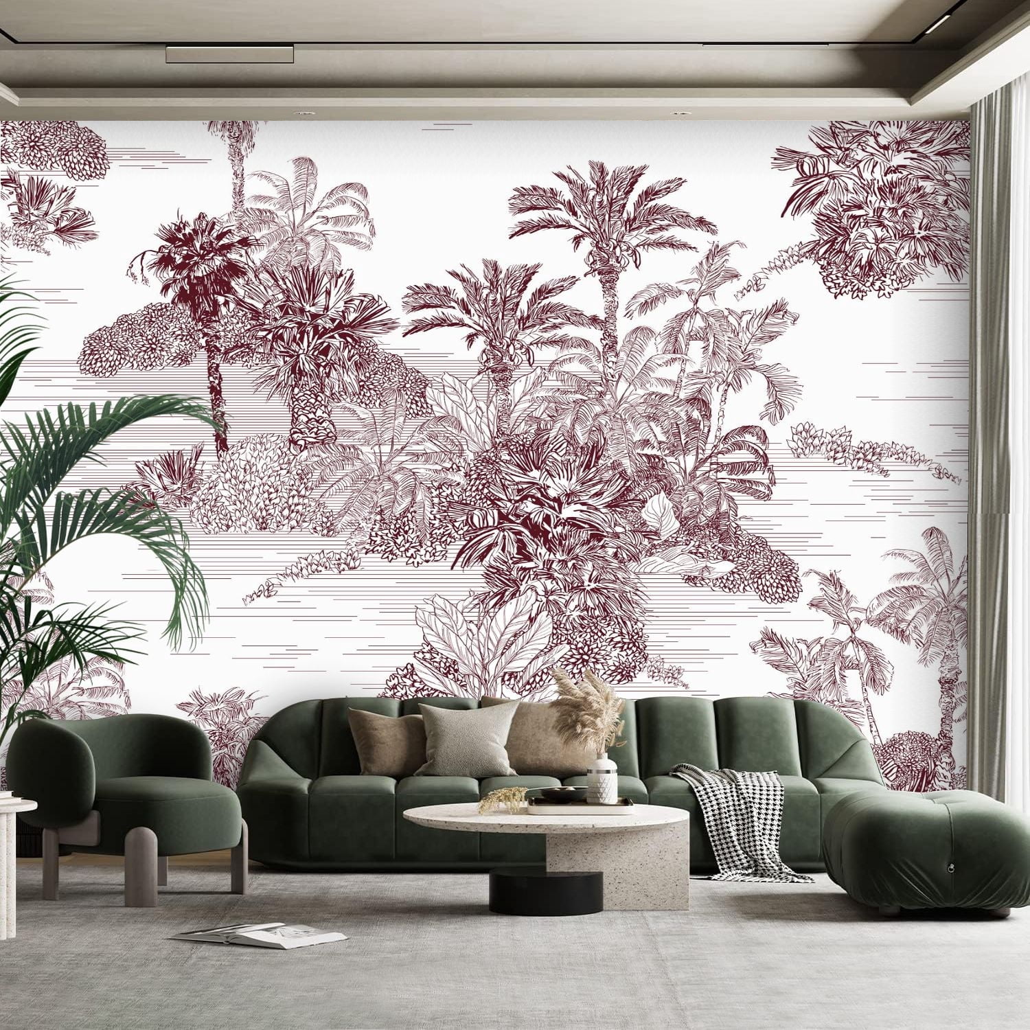 Peel and Stick Canvas Wallpaper Wall Mural Seamless Pattern Vintage ...
