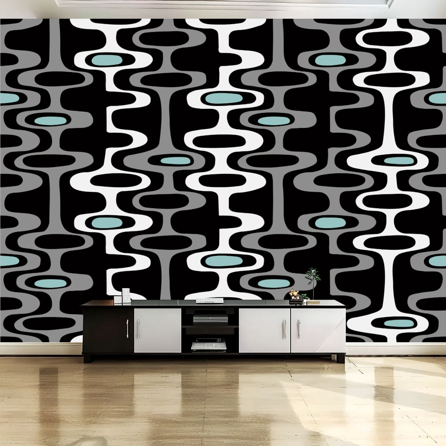 Peel and Stick Canvas Wallpaper Wall Mural Seamless abstract mid ...