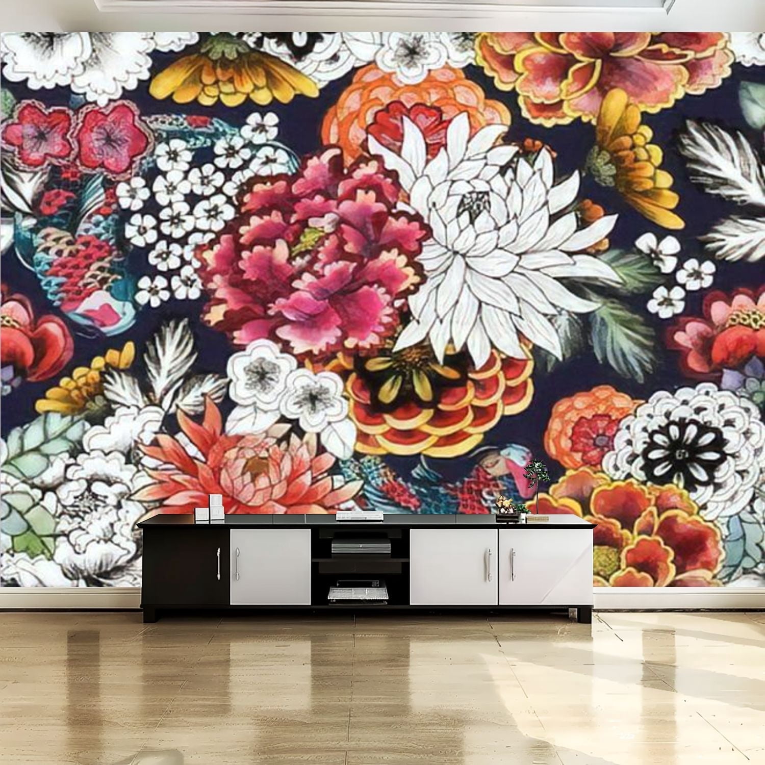 Peel and Stick Canvas Wallpaper Wall Mural Seamless asian traditional s ...