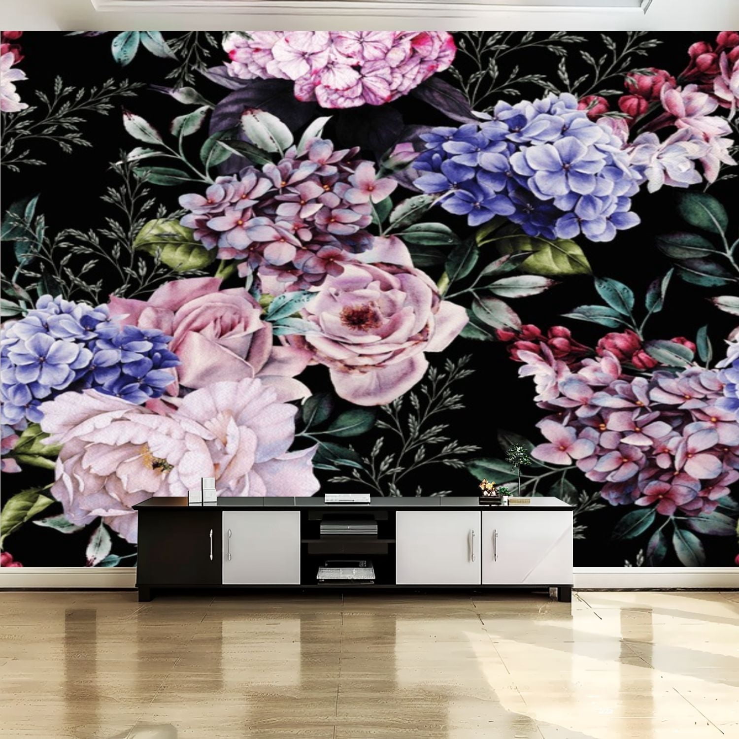 Peel and Stick Canvas Wallpaper Wall Mural Seamless floral pattern ...