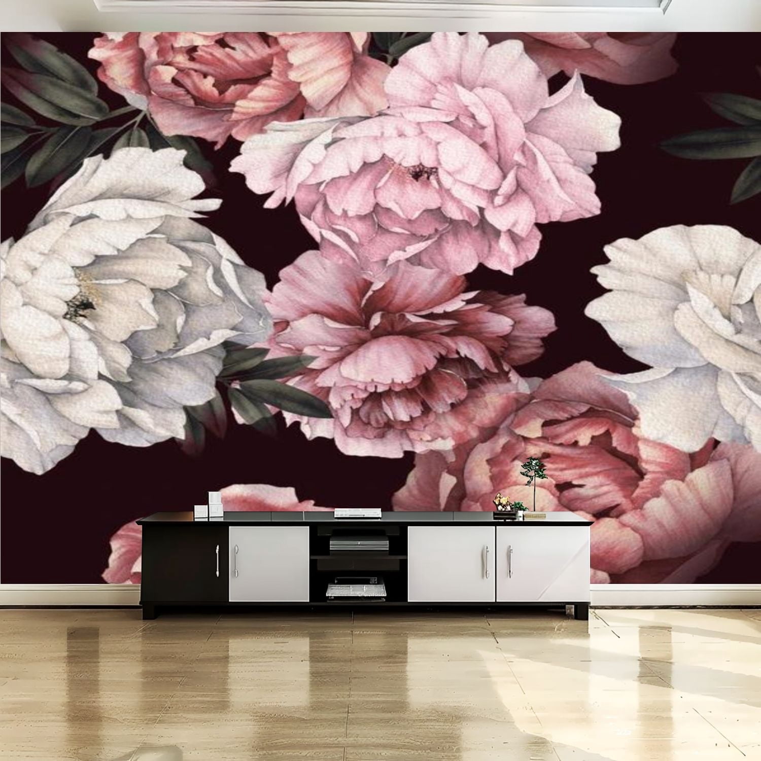 Peel and Stick Canvas Wallpaper Wall Mural Seamless floral pattern ...