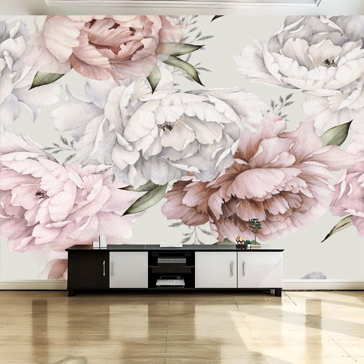 Peel and Stick Canvas Wallpaper Wall Mural Seamless floral pattern ...