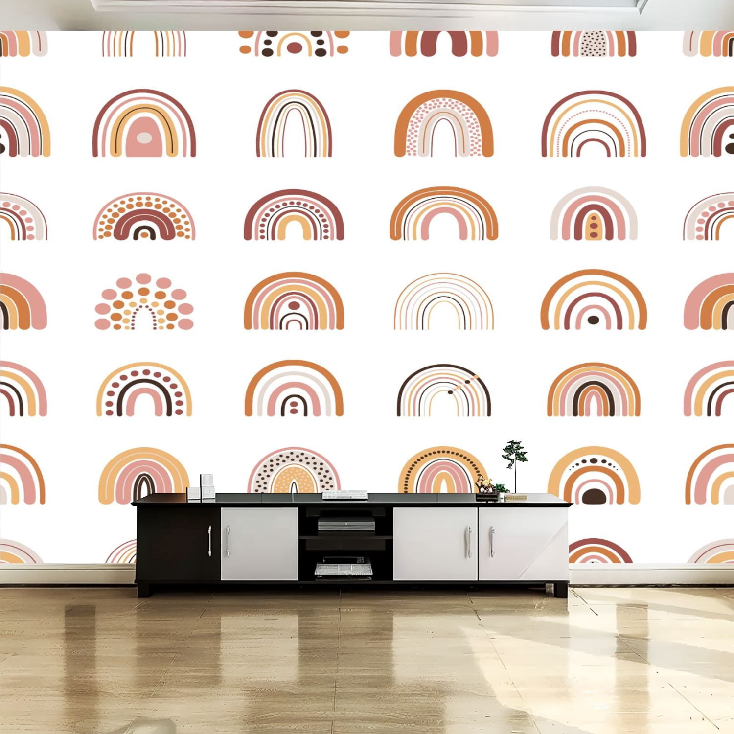 Peel and Stick Canvas Wallpaper Wall Mural Seamless pattern boho ...