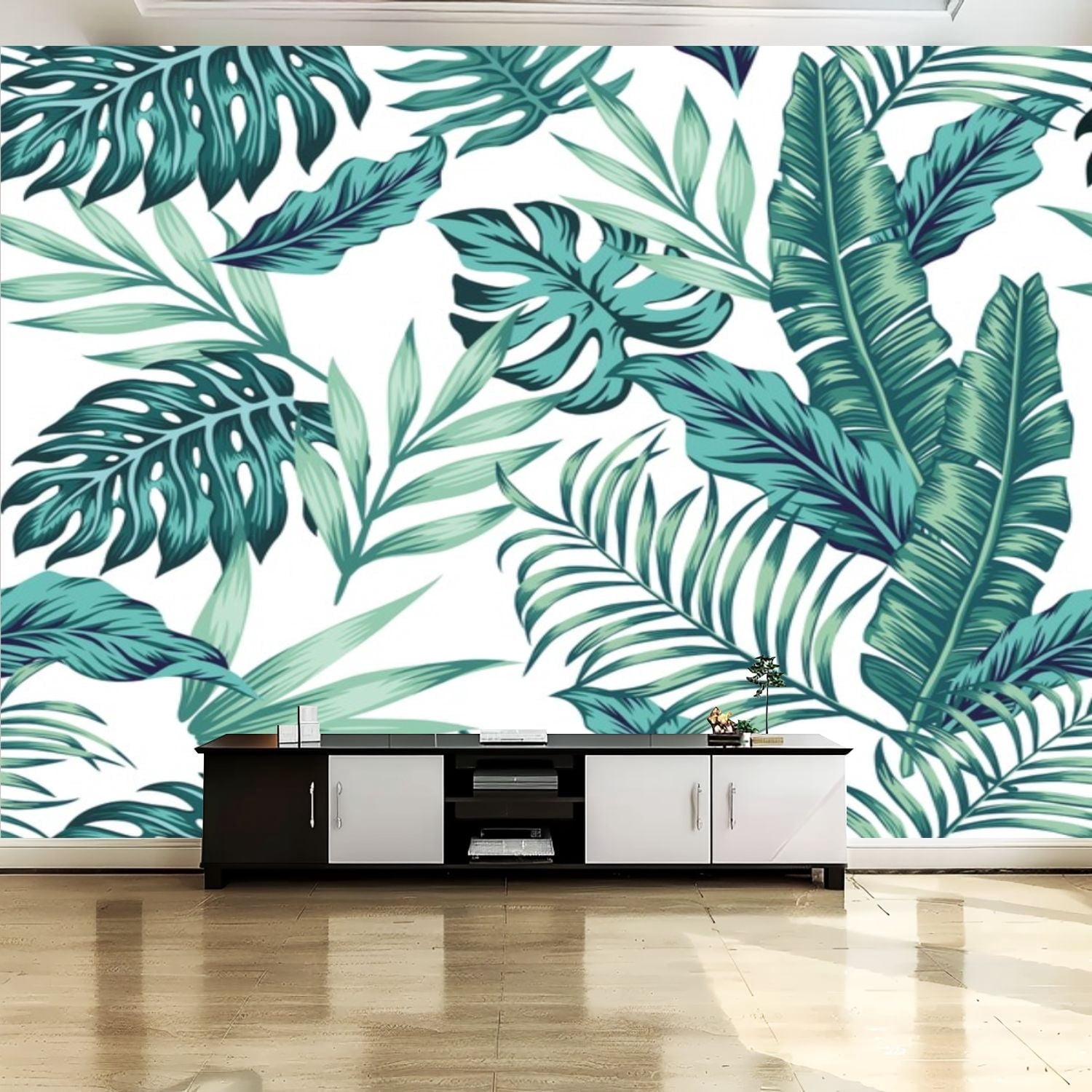 Peel and Stick Canvas Wallpaper Wall Mural Seamless pattern tropical ...