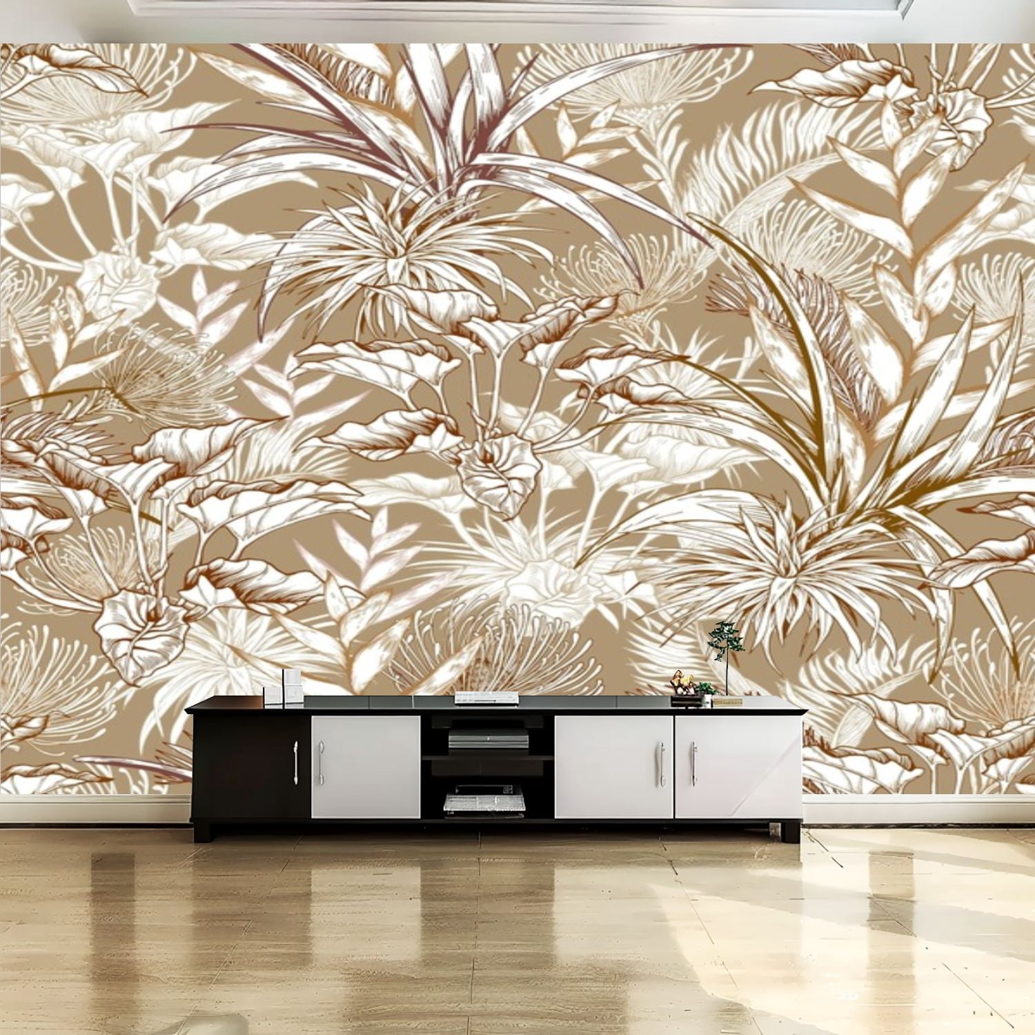 Peel and Stick Canvas Wallpaper Wall Mural Seamless pattern tropical ...