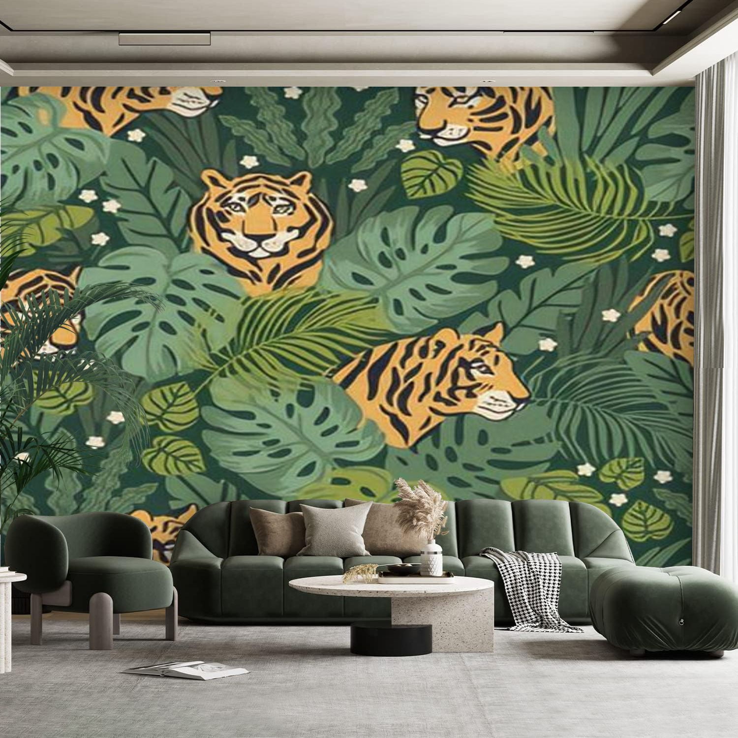Peel and Stick Canvas Wallpaper Wall Mural Seamless tropical pattern ...