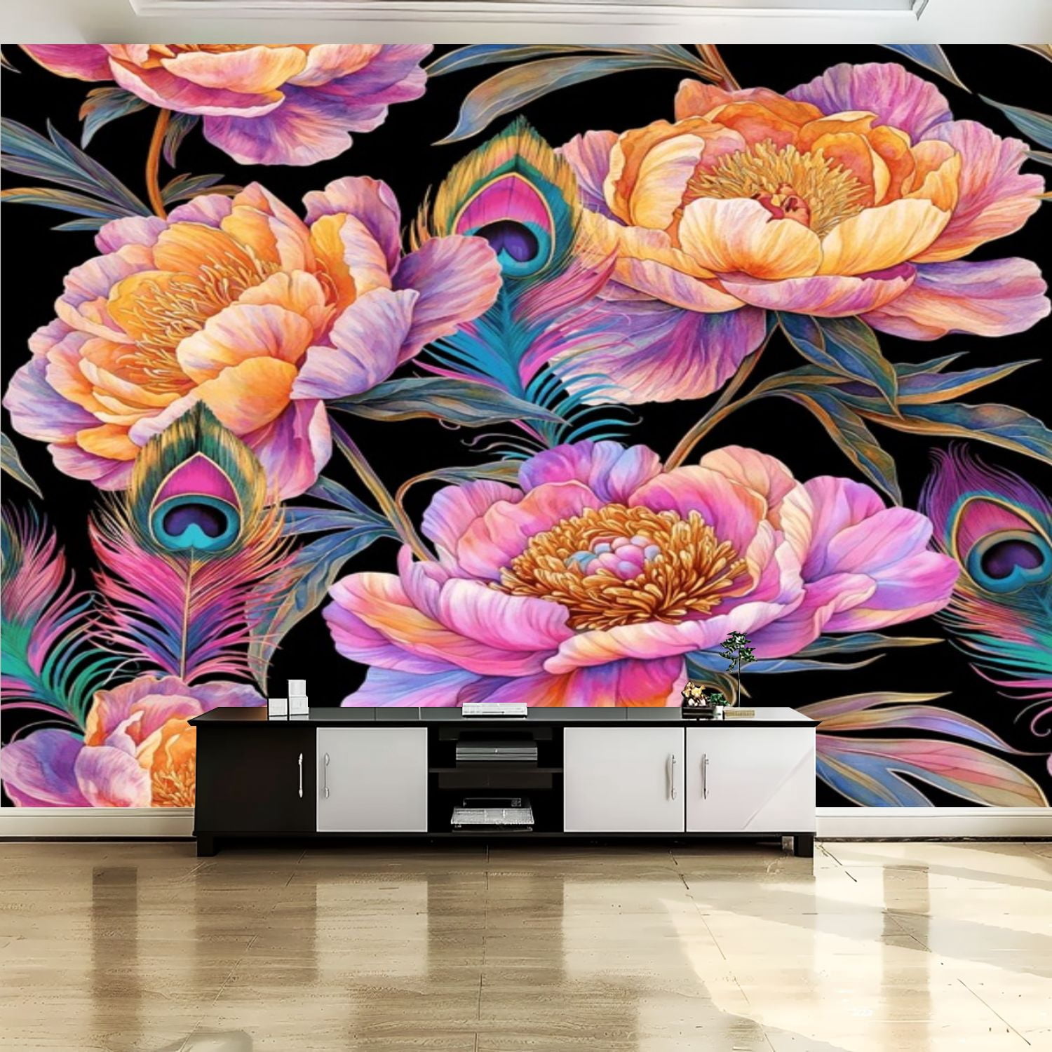 Peel and Stick Canvas Wallpaper Wall Mural Seamless vintage pattern ...