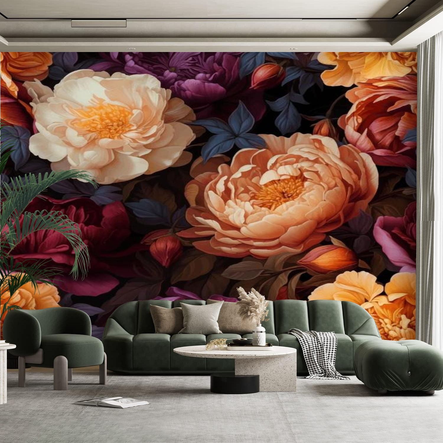 Peel and Stick Canvas Wallpaper Wall Mural Seamless vintage pattern ...