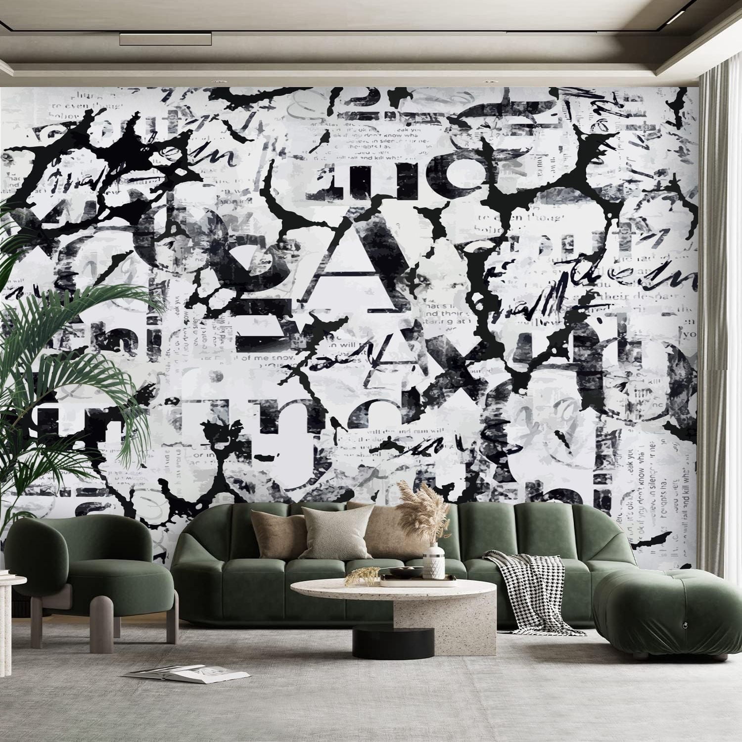 Peel and Stick Canvas Wallpaper Wall Mural Seamless writing pattern ...