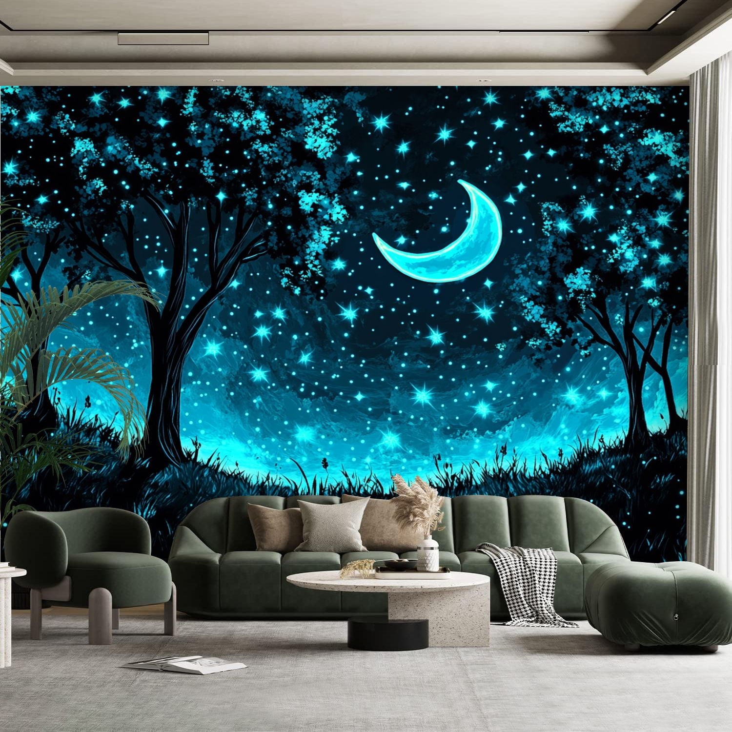 Peel and Stick Canvas Wallpaper Wall Mural Solar System Space Stars ...