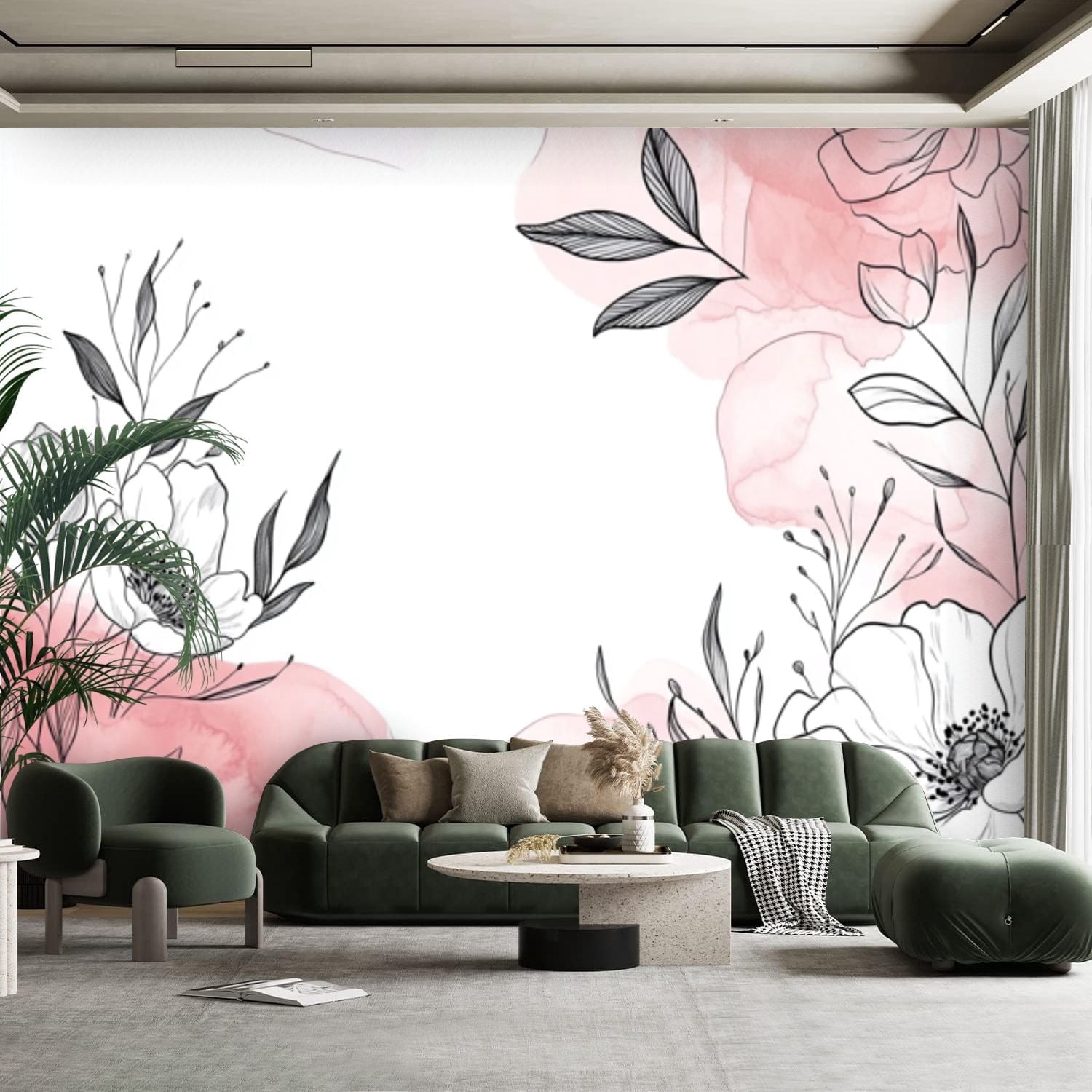 Peel and Stick Canvas Wallpaper Wall Mural Trim Border Pink Floral ...