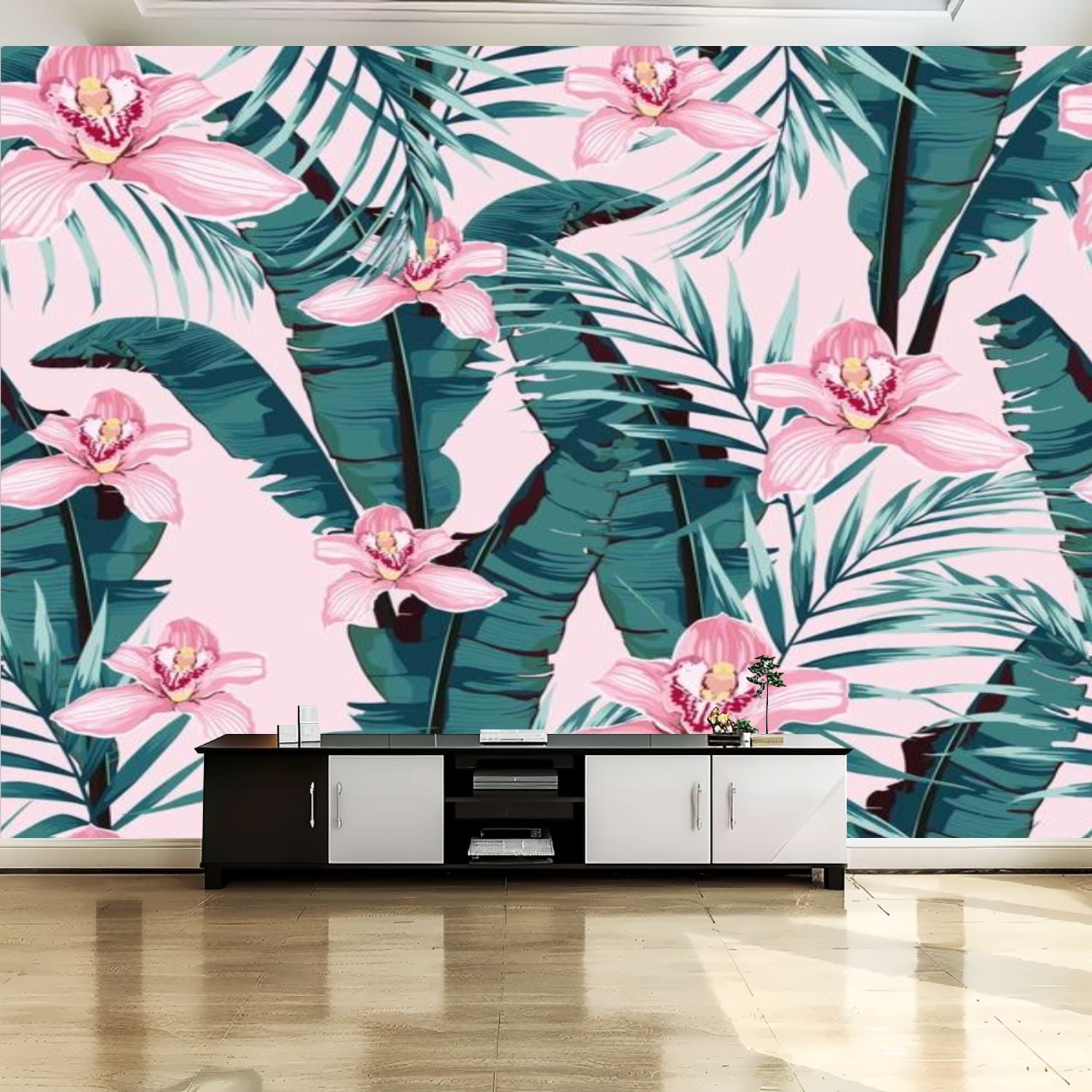 Peel and Stick Canvas Wallpaper Wall Mural Tropic summer painting ...