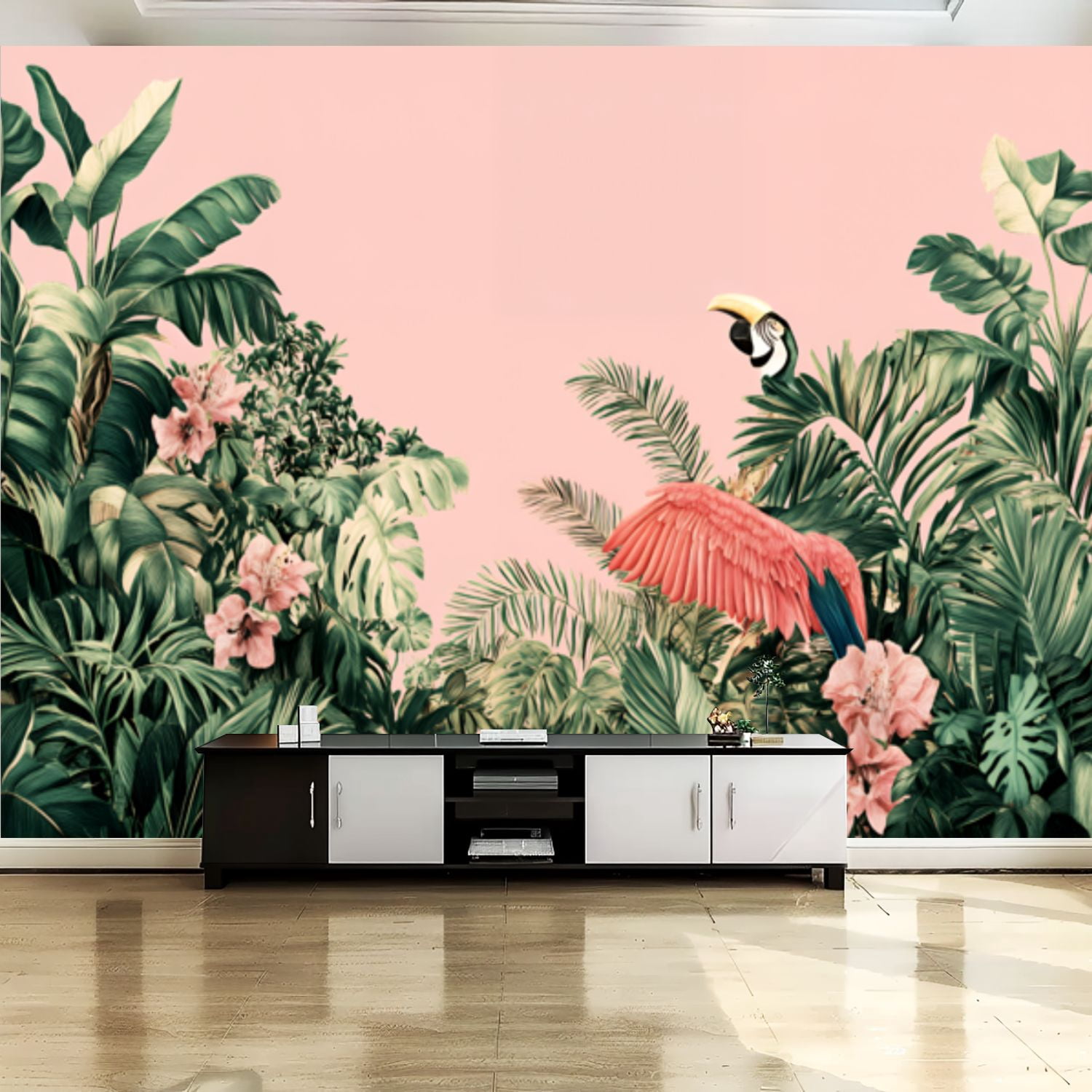 Peel and Stick Canvas Wallpaper Wall Mural Tropical Vintage Botanical ...