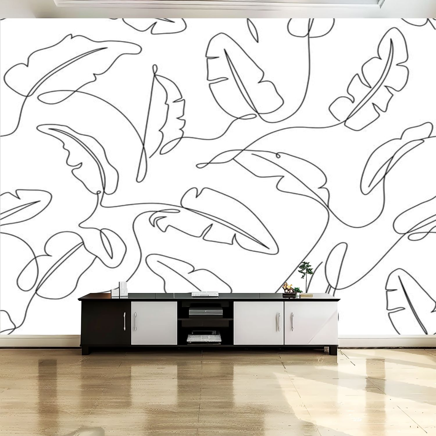 Peel and Stick Canvas Wallpaper Wall Mural Tropical leaves seamless ...