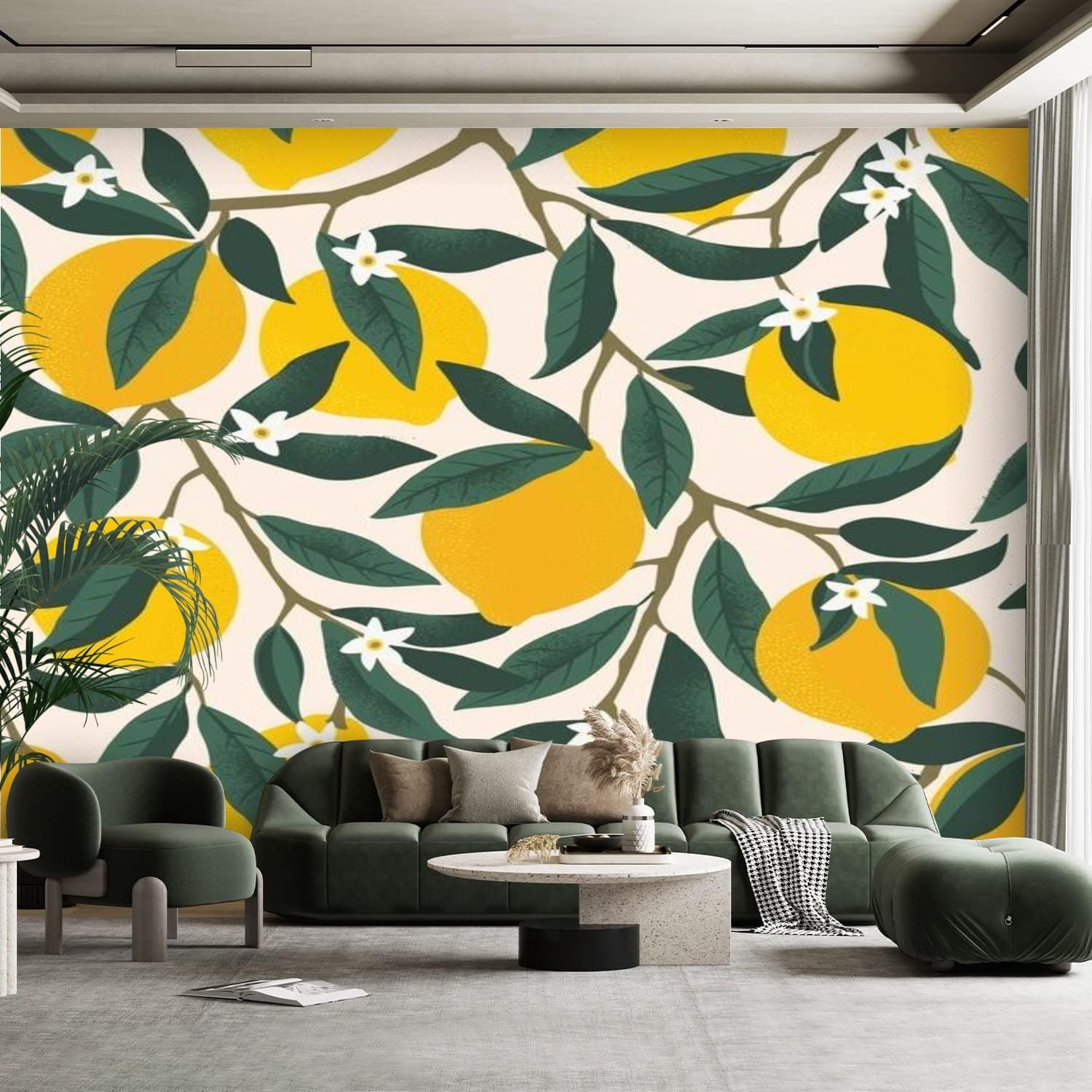 Peel and Stick Canvas Wallpaper Wall Mural Tropical seamless blooming ...