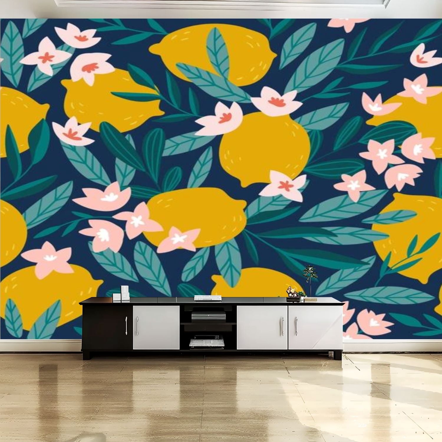 Peel and Stick Canvas Wallpaper Wall Mural Tropical summer fruit ...