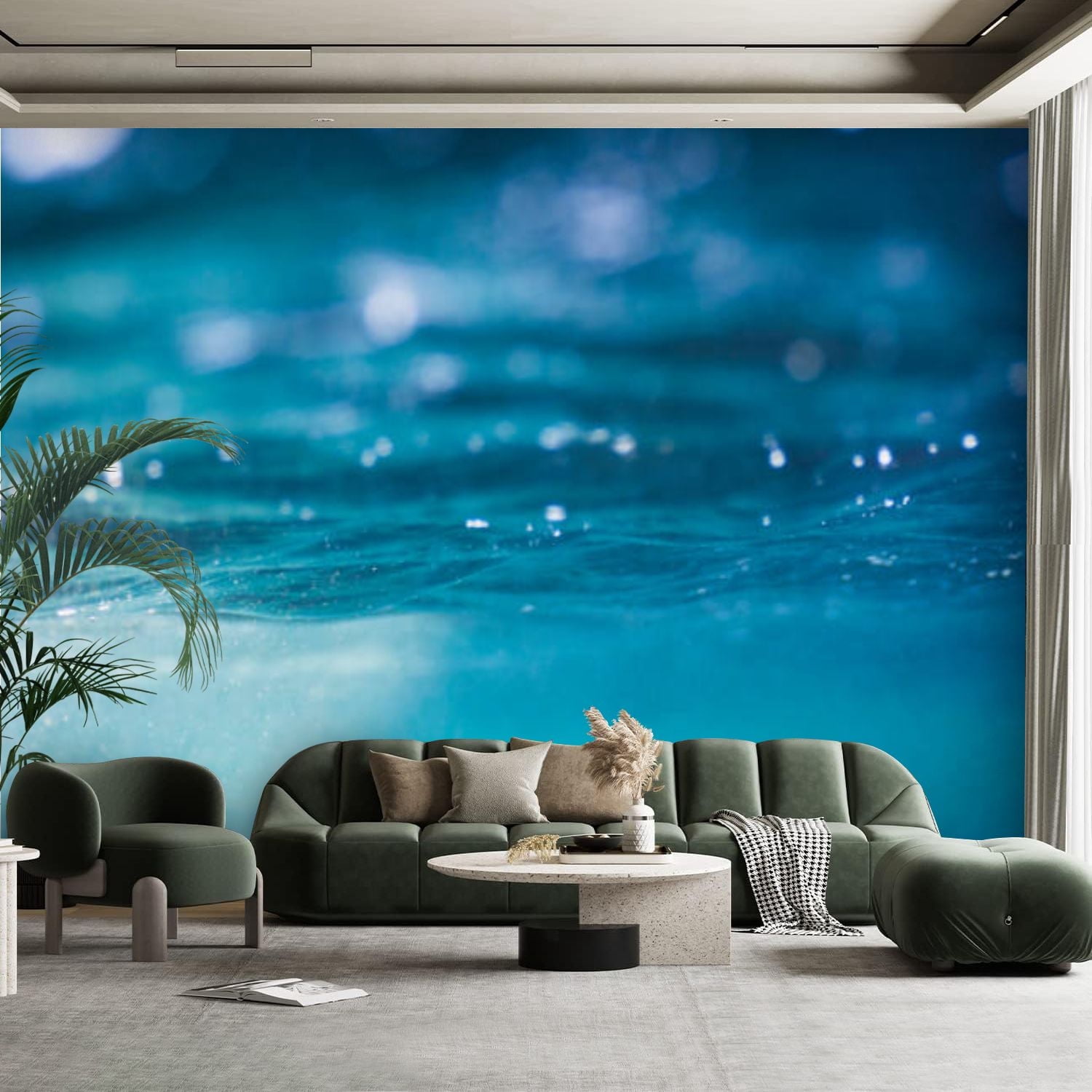 Peel and Stick Canvas Wallpaper Wall Mural Underwater abstract wave ...