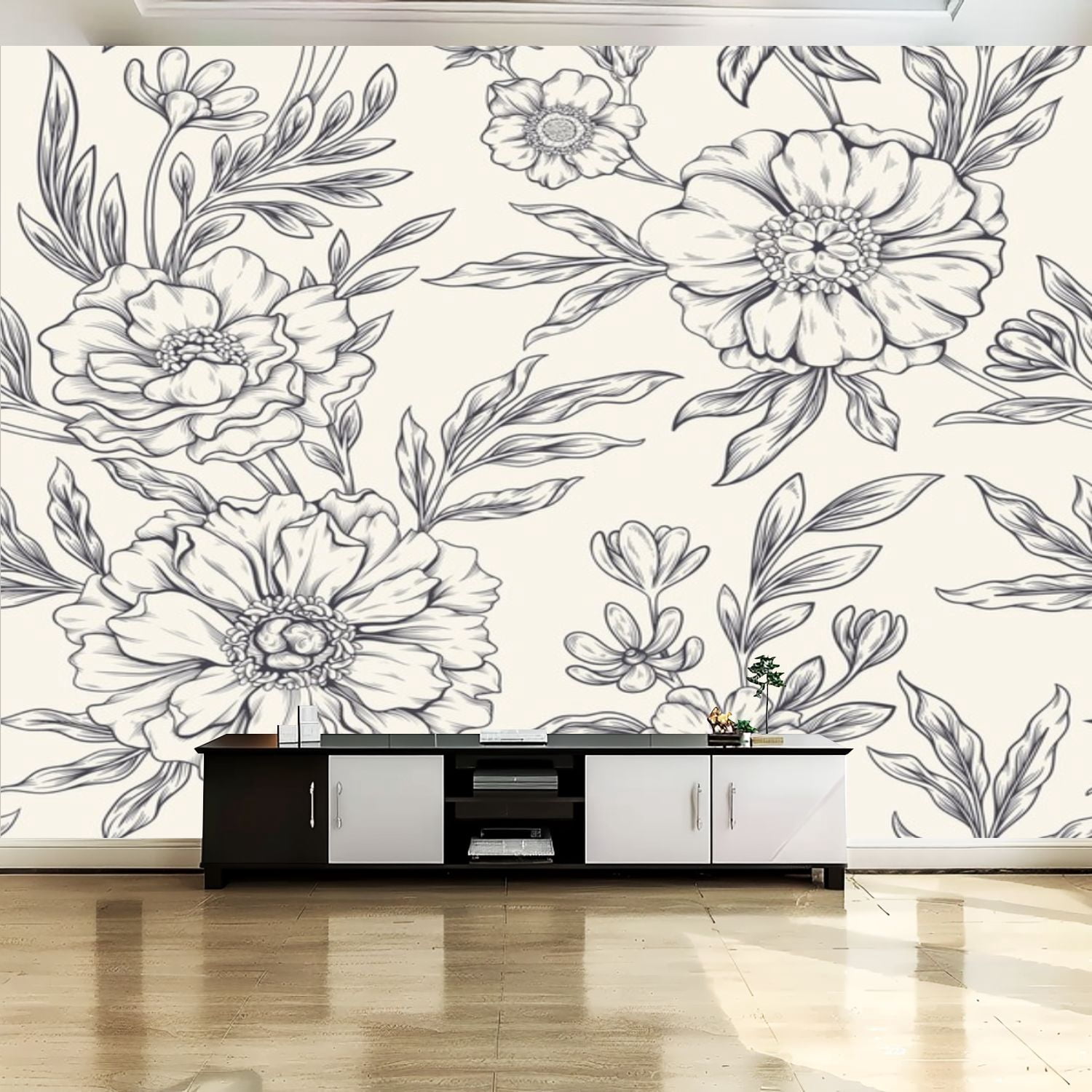 Peel and Stick Canvas Wallpaper Wall Mural Vintage Floral Pattern ...