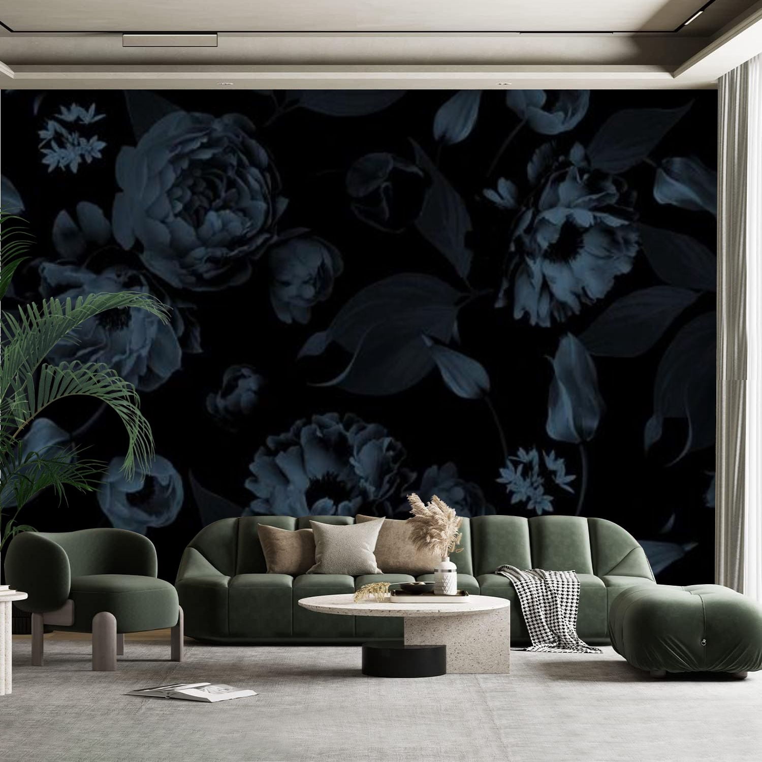 Peel and Stick Canvas Wallpaper Wall Mural Vintage Gothic Dark Floral ...