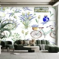 thumbnail image 1 of Peel and Stick Canvas Wallpaper Wall Mural Watercolor realistic Floral seamless pattern Provence Retro bicycle Wall Art Self Adhesive and Removable 100in x 144in, 1 of 8