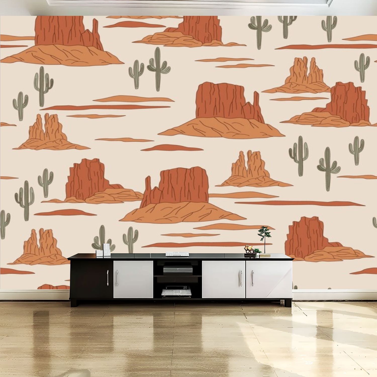 Peel and Stick Canvas Wallpaper Wall Mural Western desert nature ...