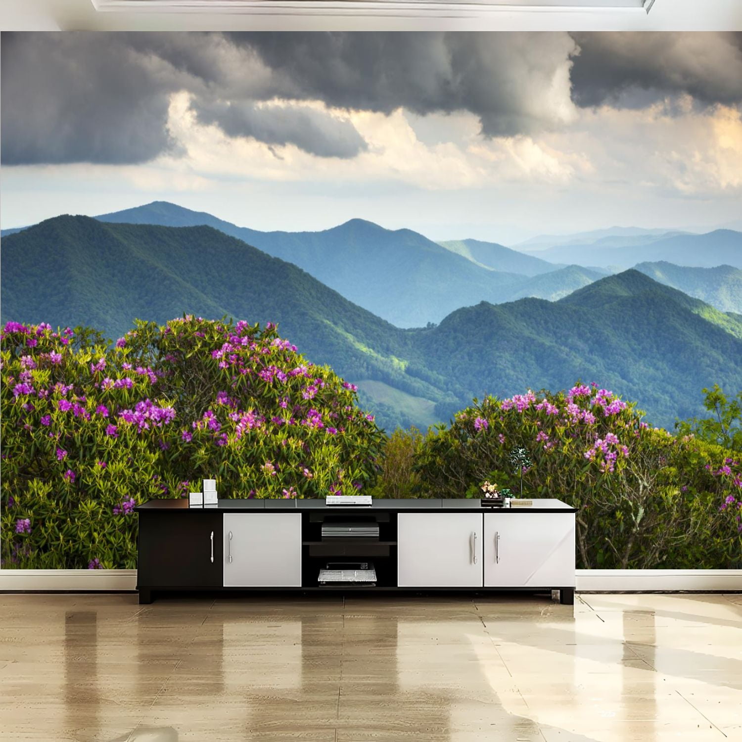 Peel and Stick Canvas Wallpaper Wall Mural blue ridge appalachian ...