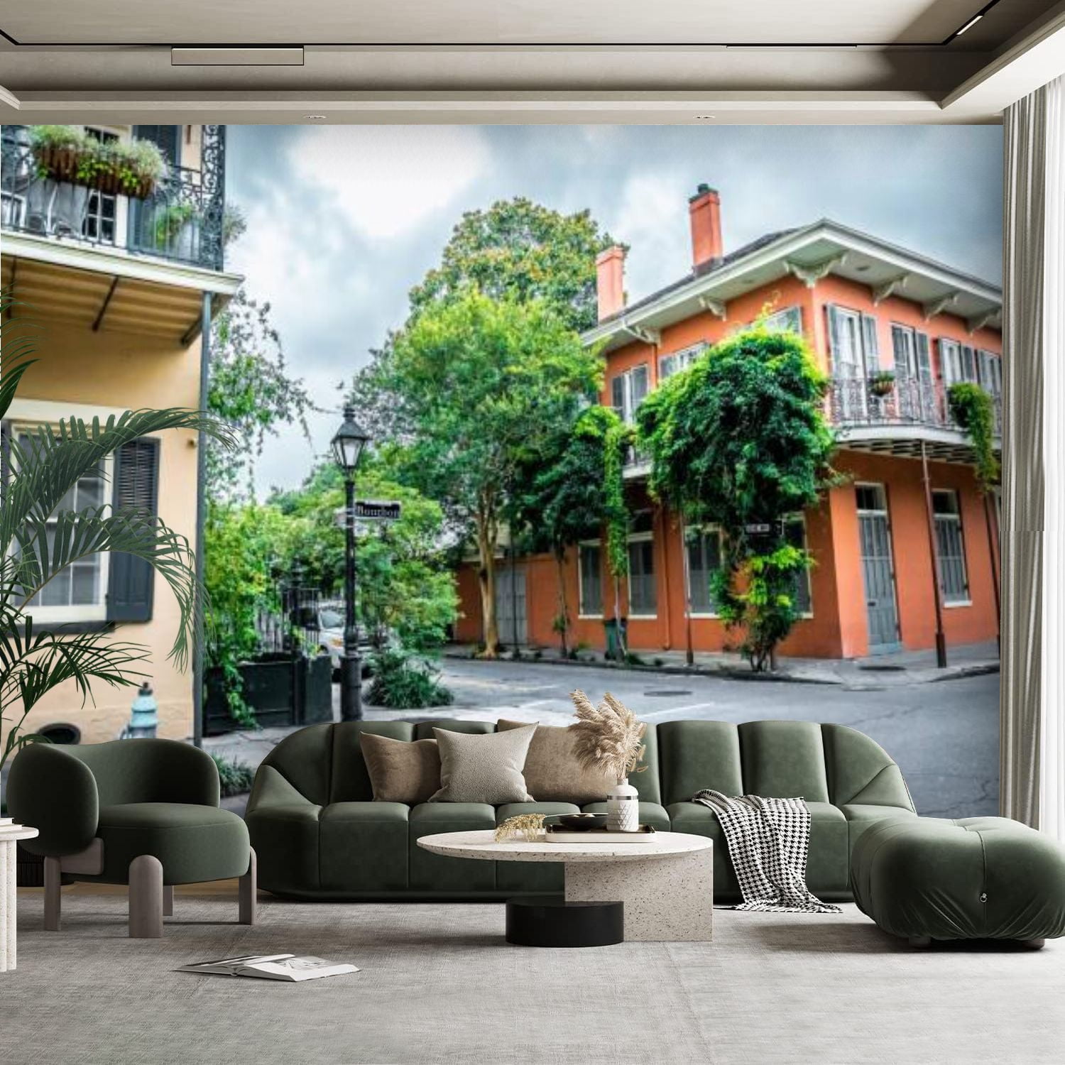 Peel and Stick Canvas Wallpaper Wall Mural bourbon street new orleans ...