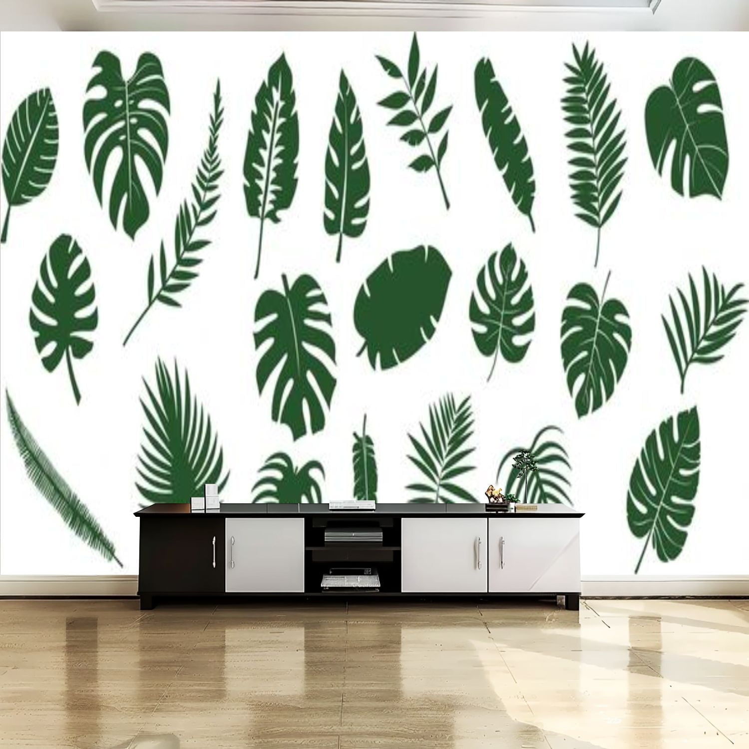 Peel and Stick Canvas Wallpaper Wall Mural collection green tropical ...