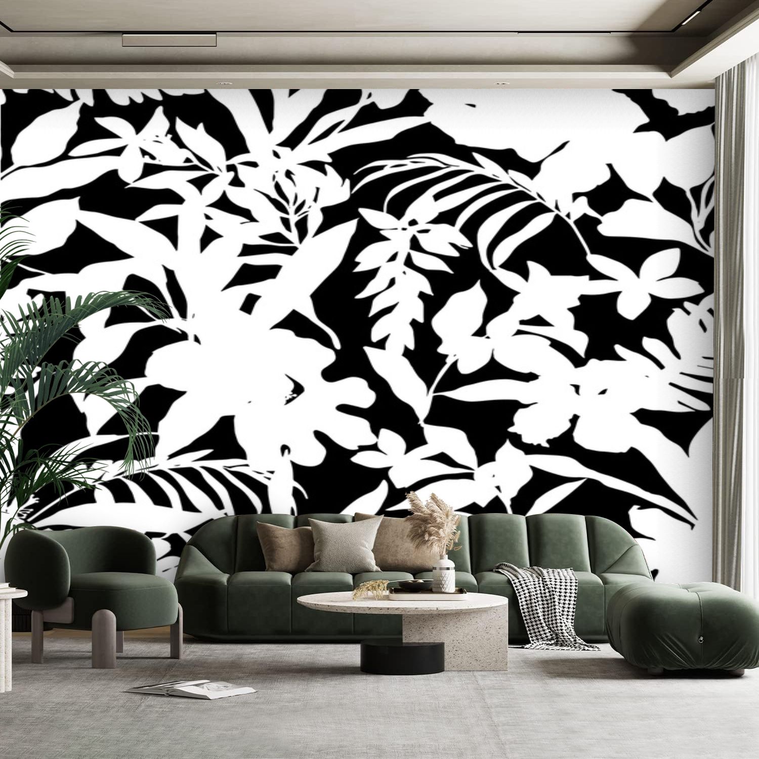 Peel and Stick Canvas Wallpaper Wall Mural floral seamless patterns ...