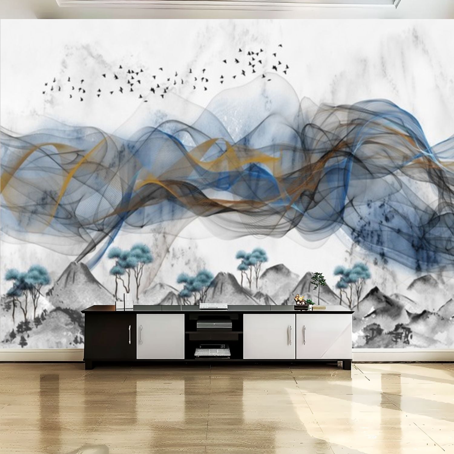 Peel and Stick Canvas Wallpaper Wall Mural mesmerizing landscape ...