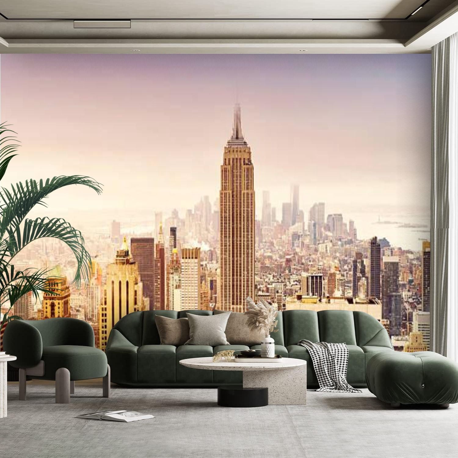 Peel and Stick Canvas Wallpaper Wall Mural new york city skyline soft ...
