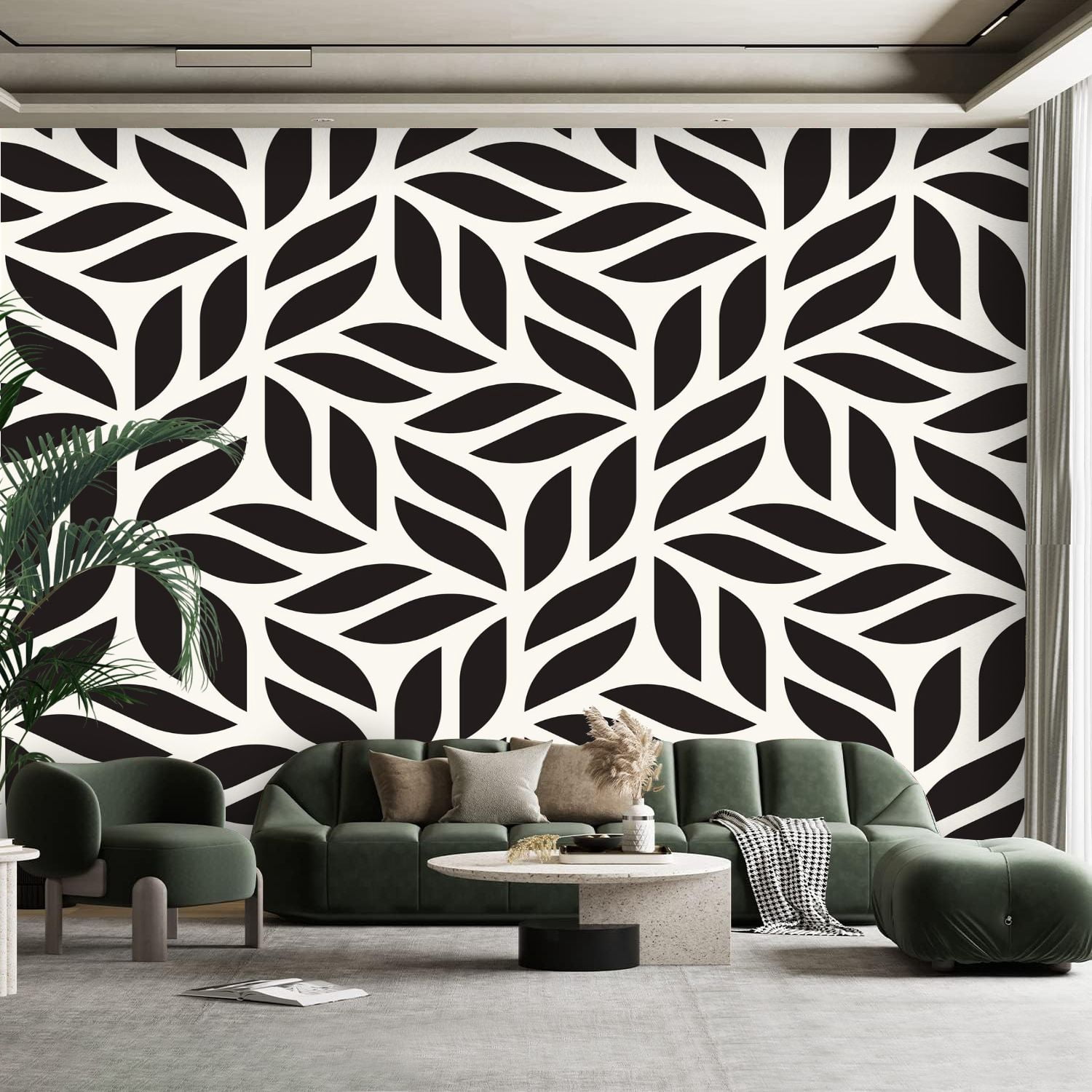 Peel and Stick Canvas Wallpaper Wall Mural seamless pattern Modern ...