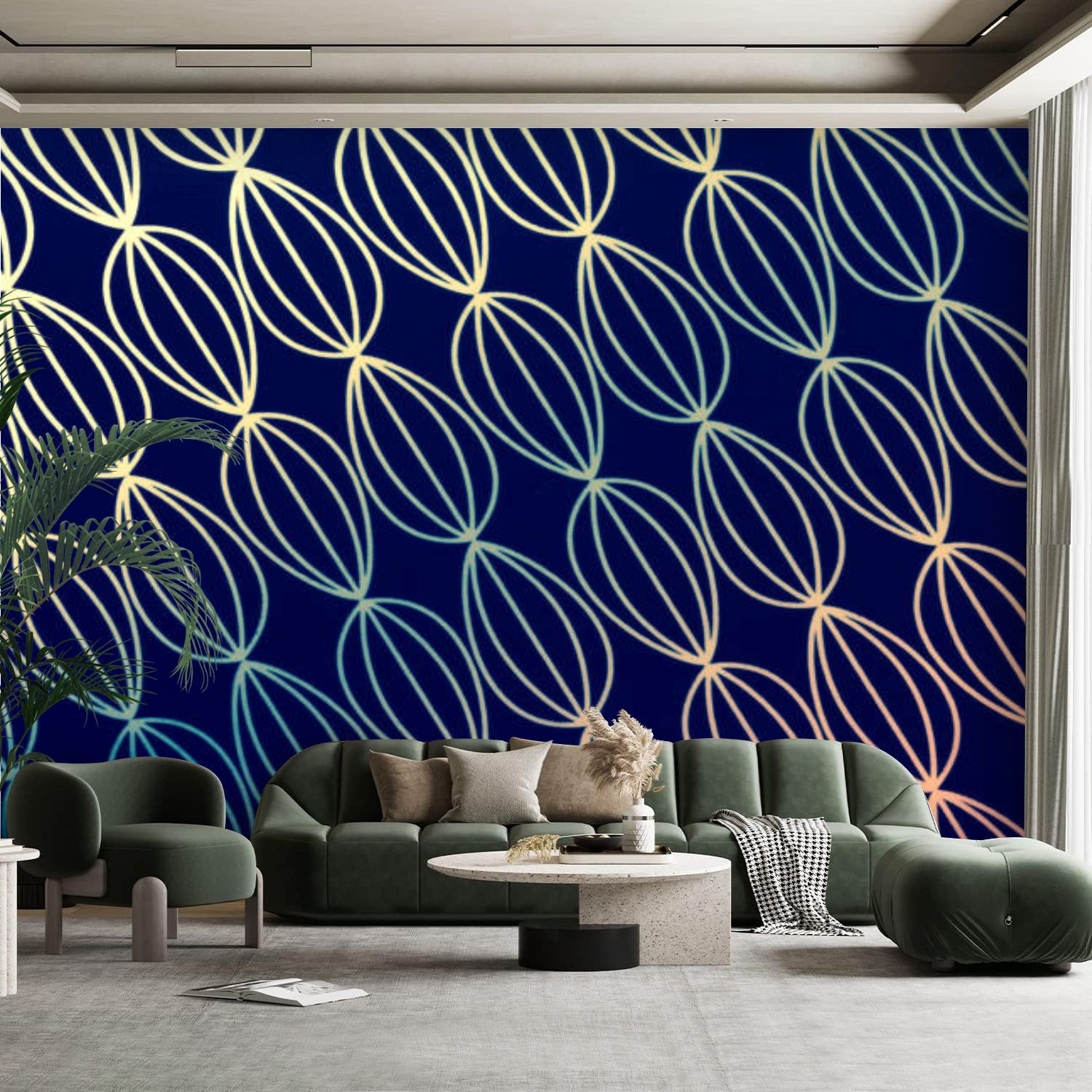 Peel and Stick Canvas Wallpaper Wall Mural seamless pattern Modern ...