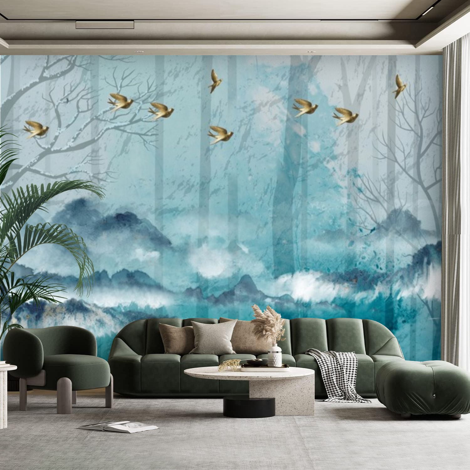 Peel and Stick Canvas Wallpaper Wall Mural serene landscape painting ...