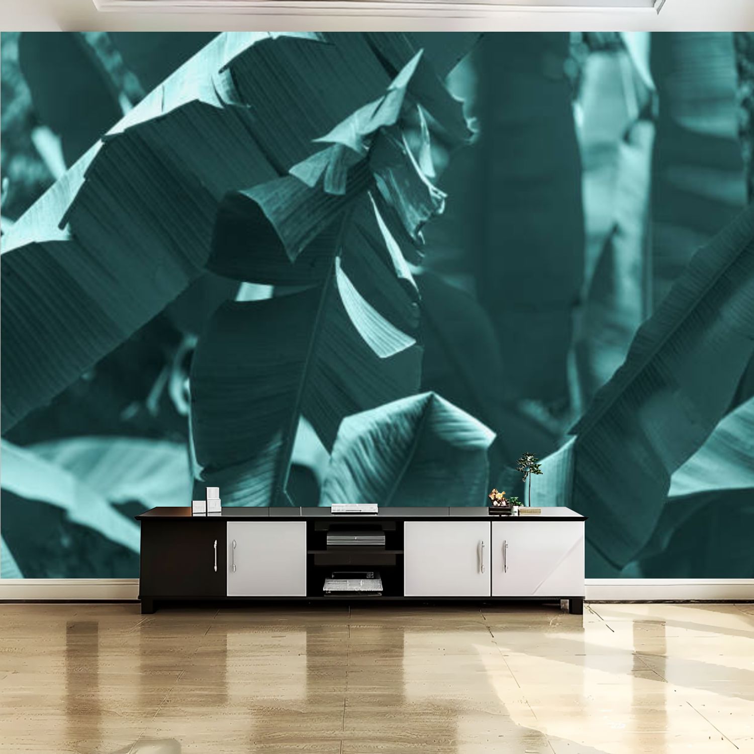 Peel and Stick Canvas Wallpaper Wall Mural tropical banana leaf texture ...