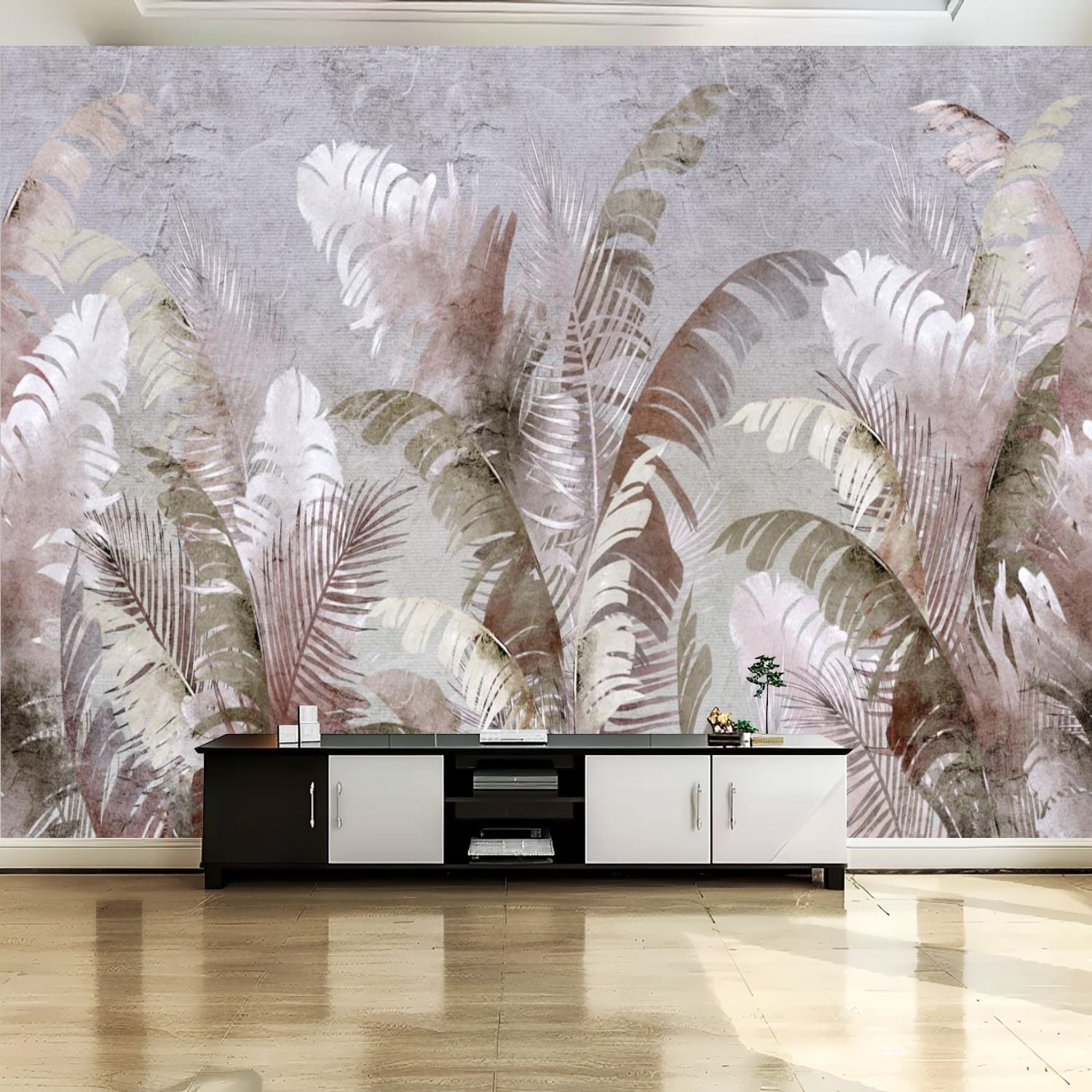 Peel and Stick Canvas Wallpaper Wall Mural vintage tropical design ...