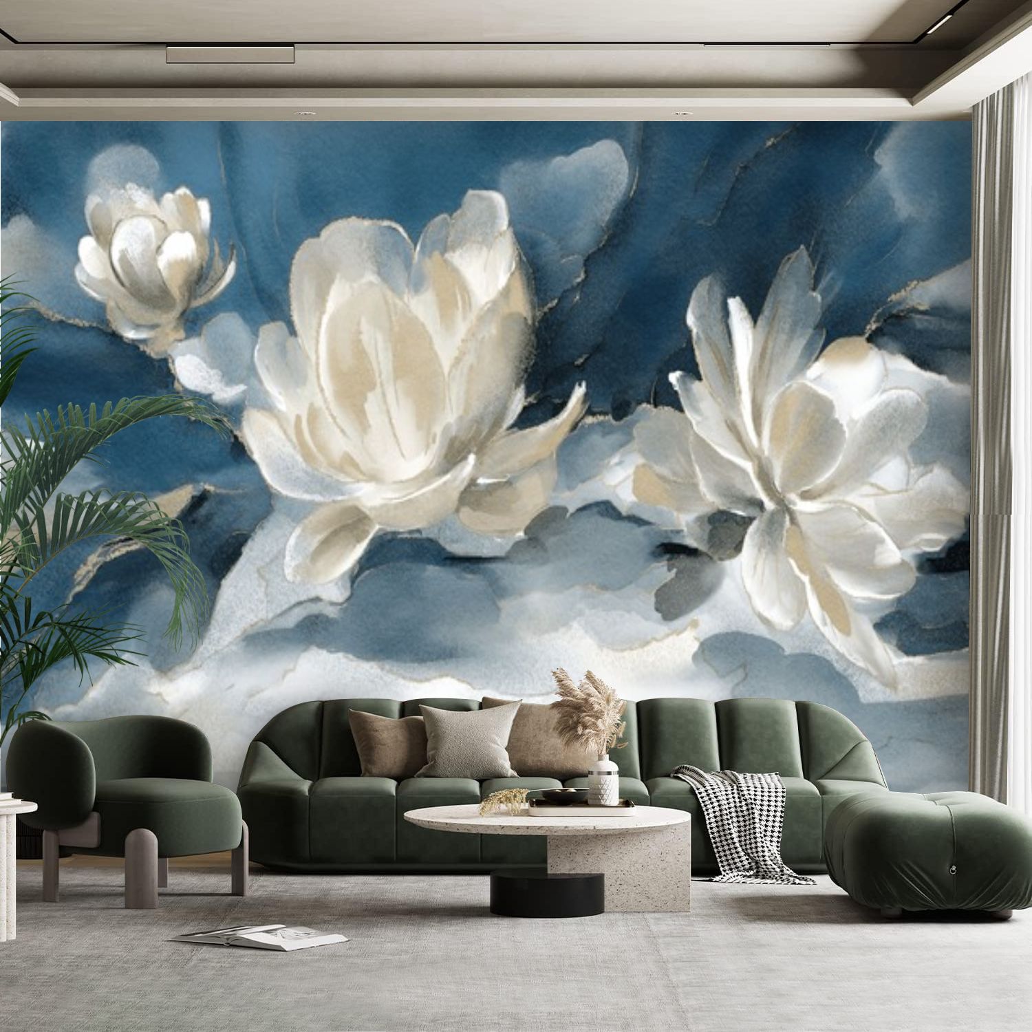 Peel and Stick Canvas Wallpaper Wall Mural watercolor painting abstract ...
