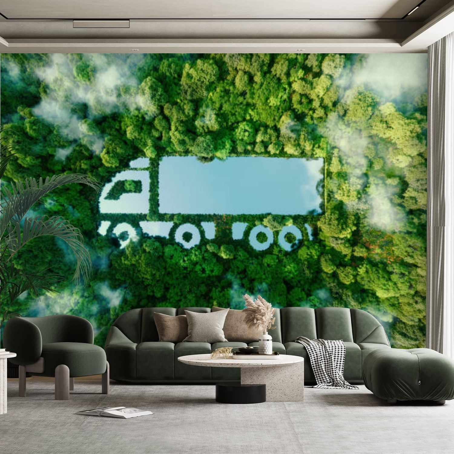 Peel and Stick Canvas Wallpaper Wall Muraltruck shaped lake midst ...