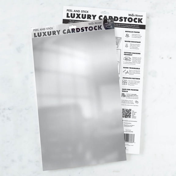 Main Street 17" x 10" Metallic Silver Embossed Peel and Stick Craft Paper, 12 Sheets