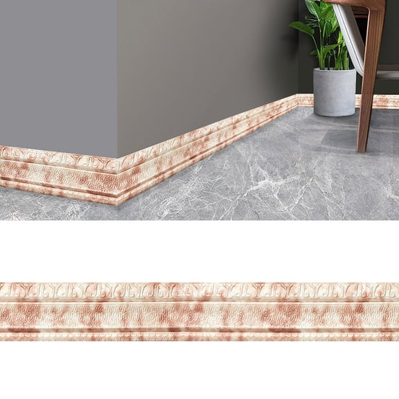 Peel and Stick Crown Molding, Peel and Stick Molding Trim, Decorative Baseboard Wall Sticker Strip, 3D Embossed Self-Adhesive Wall Border Trim, Peel And Stick Foam Waist Line Molding 1Roll