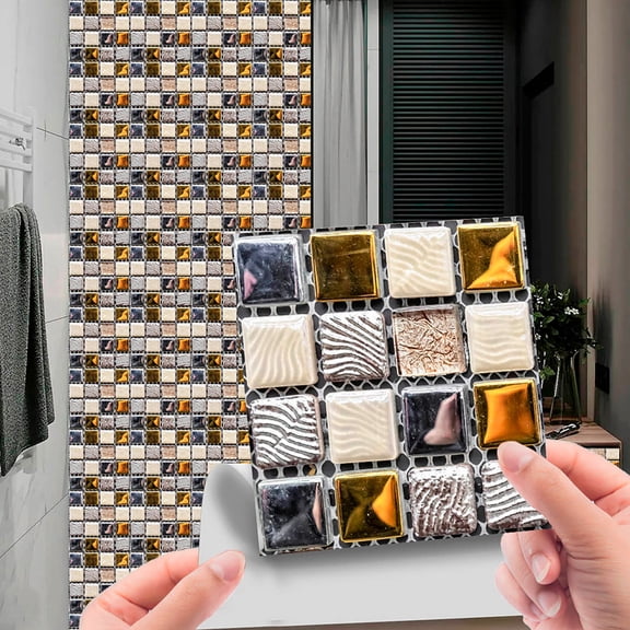 Peel And Stick Crystal Mosaic Ceramic Tile Stickers For Kitchen Backsplash Bathroom Floor Accent Wall Diy Home Decor Waterproof Removable Easy To Install 40 Pack Self Adhesive 3D