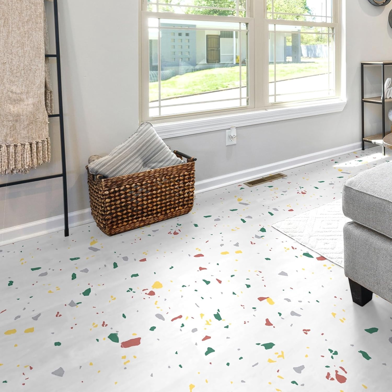 Peel and Stick Floor Tile, 30-Pack 12 x 12in. Covers 30 Sq.ft, Waterproof Vinyl Flooring Tiles Self Adhesive for Kitchen, Bathroom & Bedroom - Modern Terrazzo