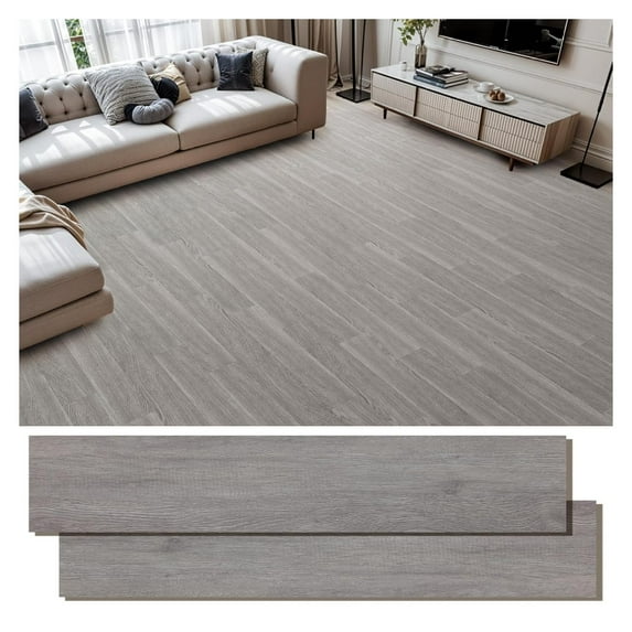 Peel and Stick Floor Tile, 36Packs 54 Sq. Ft Vinyl Flooring Plank 36"x 6" Peel and Stick Vinyl Flooring Tile Waterproof Wood Grain for Bedroom, Living Room, Kitchen, RV(Smoky Gray)