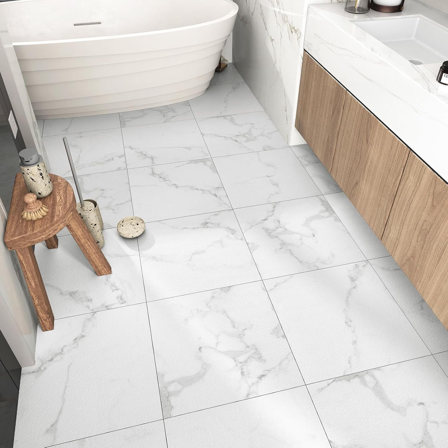 Waterproof Peel And Stick Floor Tile Bathroom