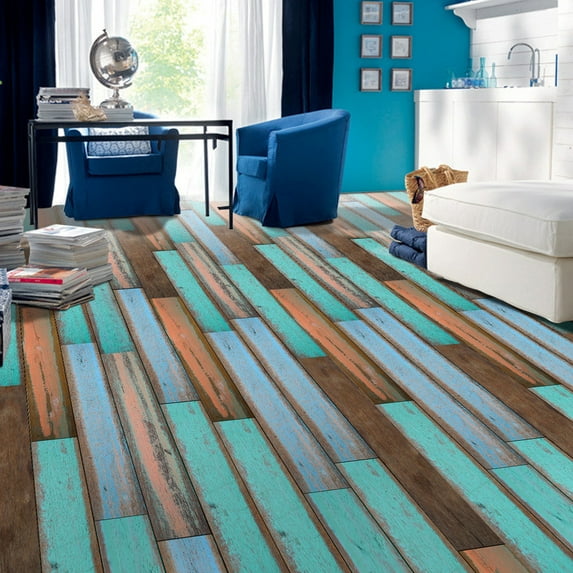 Peel and Stick Floor Tile, Natural Wood Grain Look, Easy DIY Floor Coverings, Water-Proof Wood Flooring Plank for Bathroom, Bedroom, Kitchen, Living Room 2PCS