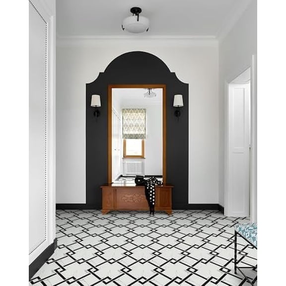 Peel and Stick Floor Tile, Self-Adhesive DIY Vinyl Flooring, Removable and Tile Sticker for Bathroom, Kitchen, Wall, Fireplace (20PCS,11.8" x 11.8",Geometric Marble)